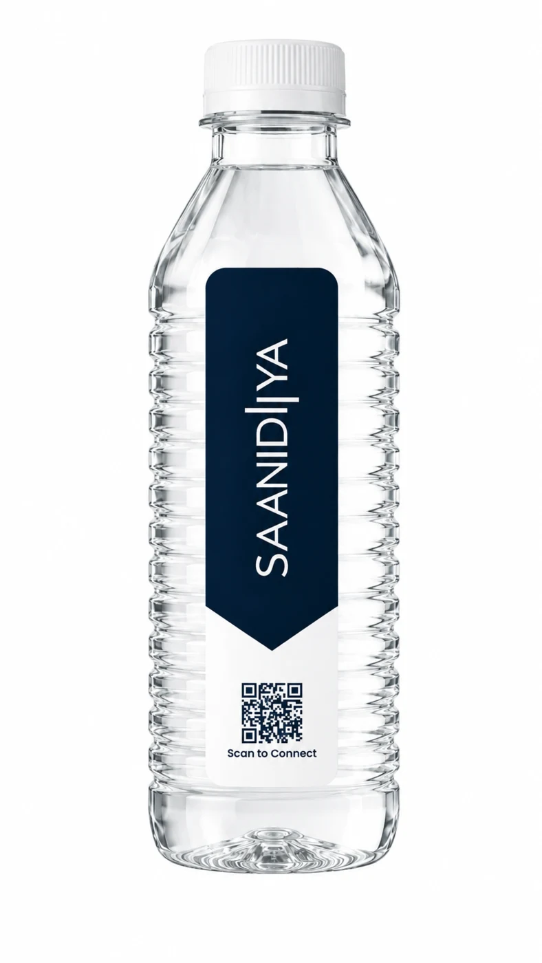 Custom branded Saanidhya water bottle